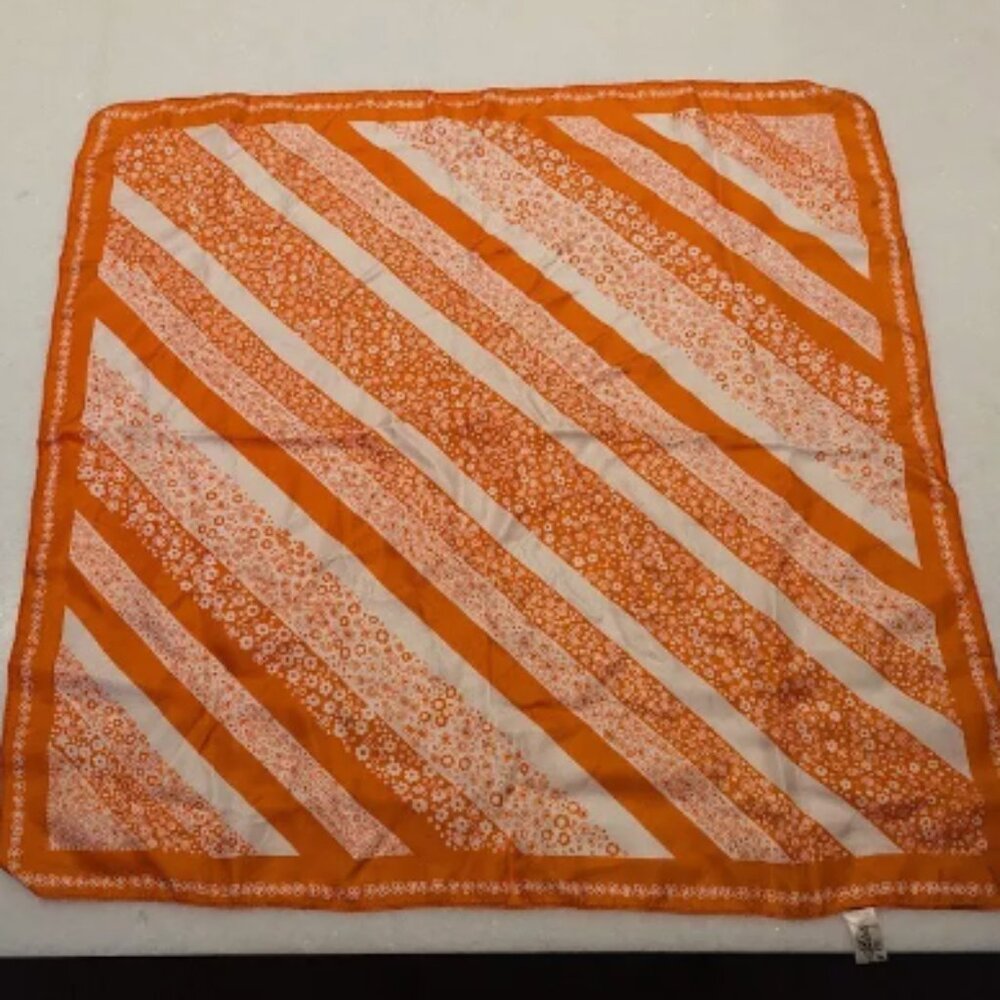 Boho Vintage Bright Orange and White Flower Daisy Scarf